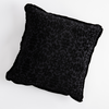 Vienna Throw Pillow | Corvino | cotton chenille jacquard 18x18 pillow shown from overhead to display the pillow's face and silk velvet trim — overhead against a white background.