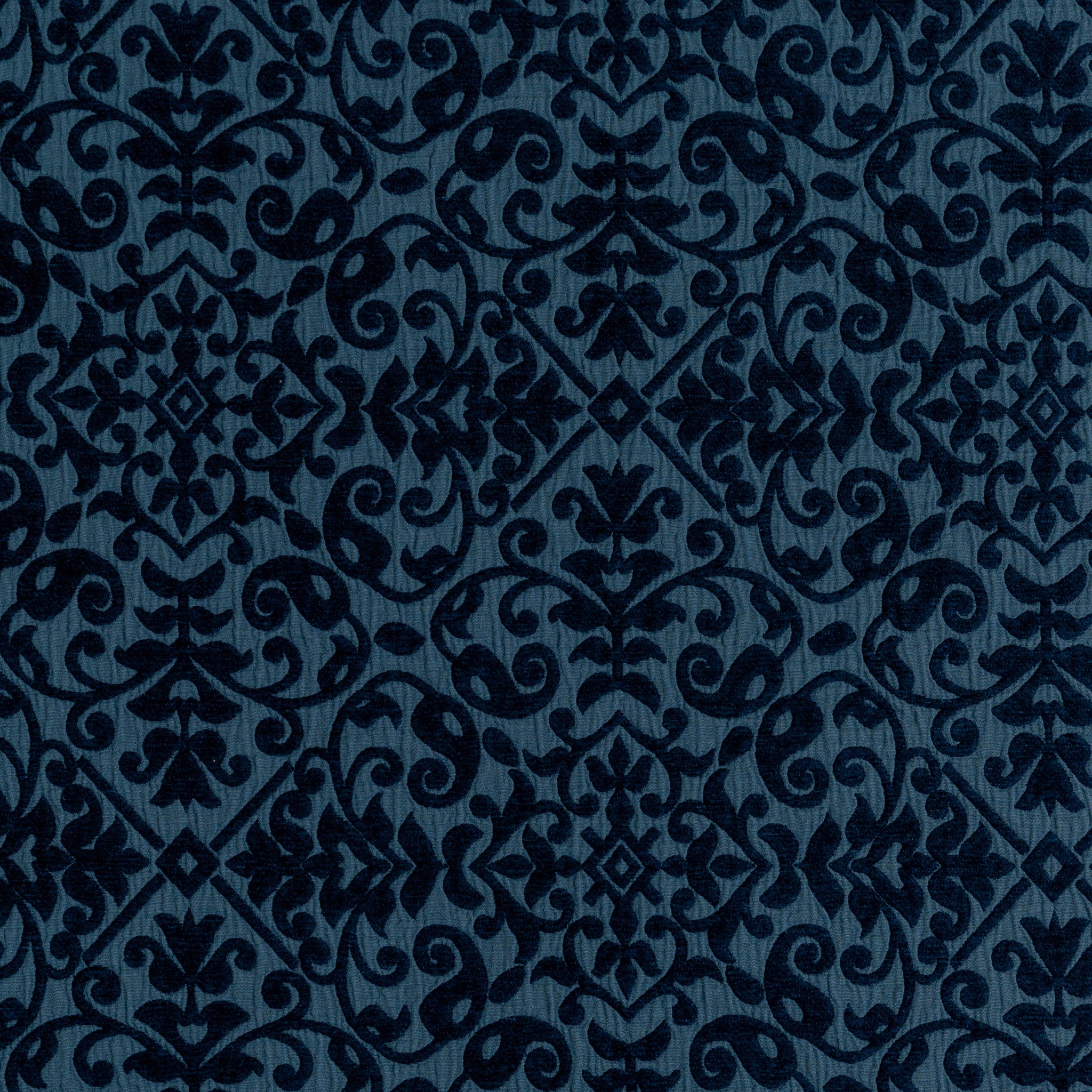 Vienna Baby Blanket | Midnight | A close up of cotton chenille fabric in midnight, a rich indigo tone.