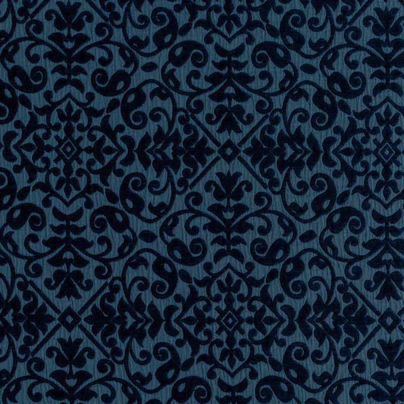 Vienna Throw Pillow | Midnight | A close up of cotton chenille fabric in midnight, a rich indigo tone.
