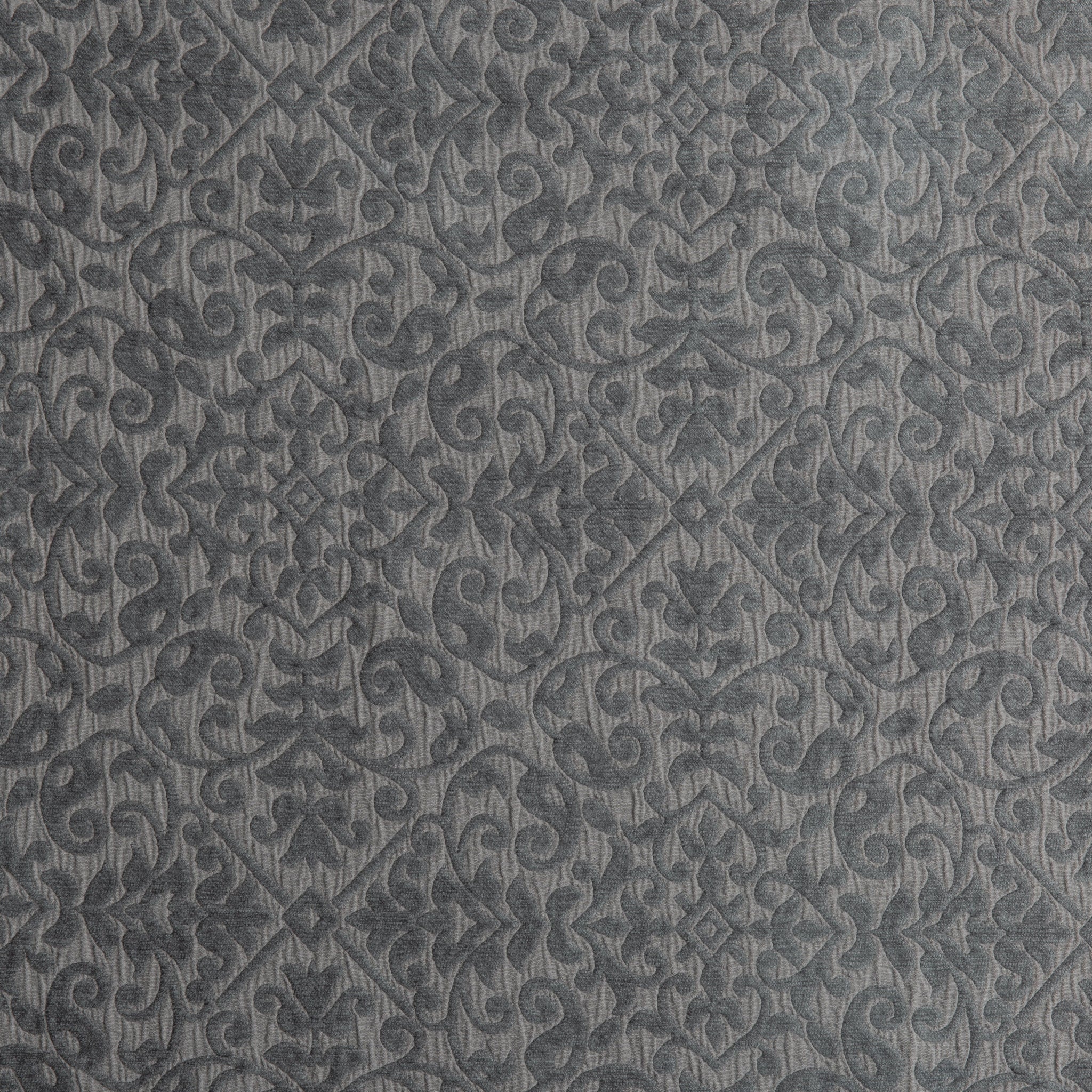 Vienna Baby Blanket | Moonlight | A close up of cotton chenille fabric in moonlight, a saturated, cool, mid-dark grey tone.