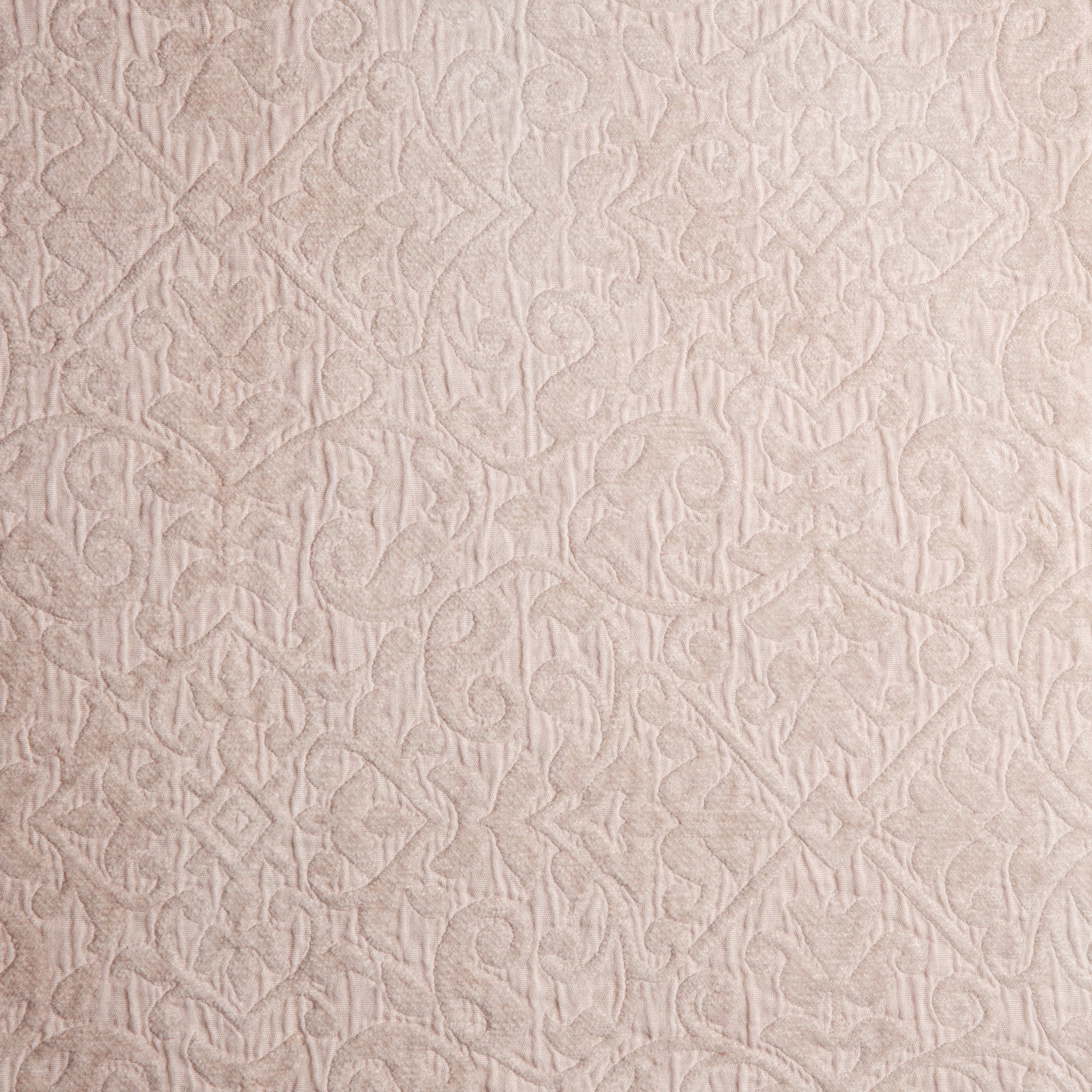 Vienna Baby Blanket | Pearl | A close up of cotton chenille fabric in pearl, a nude-like, soft rose pink tone.