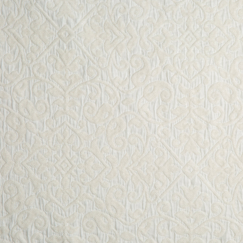 Vienna Throw Pillow | Winter White | A close up of cotton chenille fabric in winter white, softer and warmer in tone than classic white.