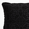 Vienna Sham | Corvino | close up of vienna pillow in corvino corner  detail showing pattern and silk vlevet trim.
