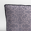 Vienna Sham | French Lavender | close up of a cotton chenille pillow showing its pattern and silk velvet trim.