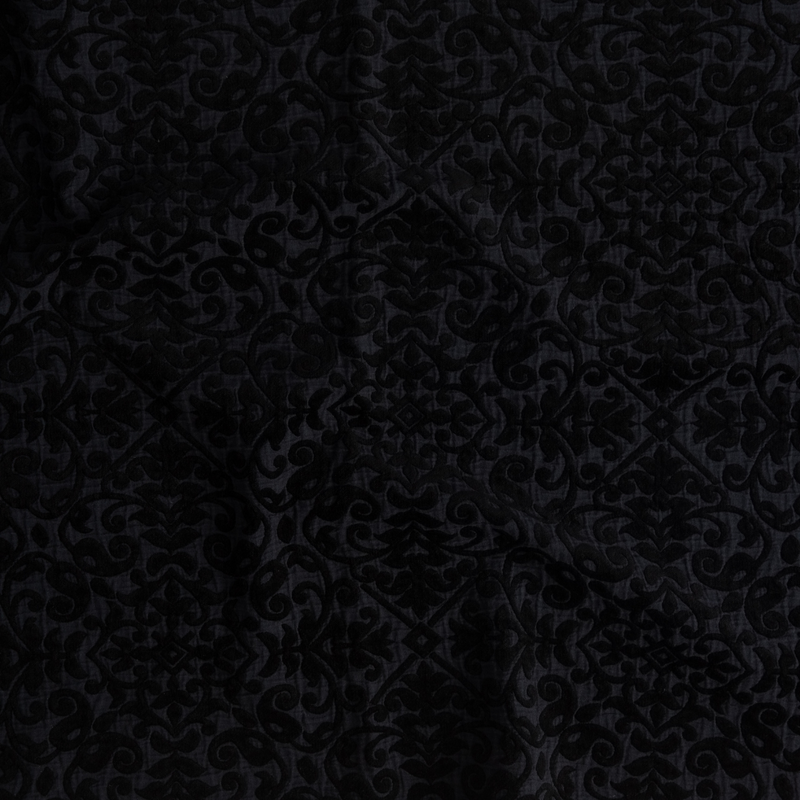 Vienna Throw Pillow | Corvino | A close up of cotton chenille fabric in Corvino, a black tone.