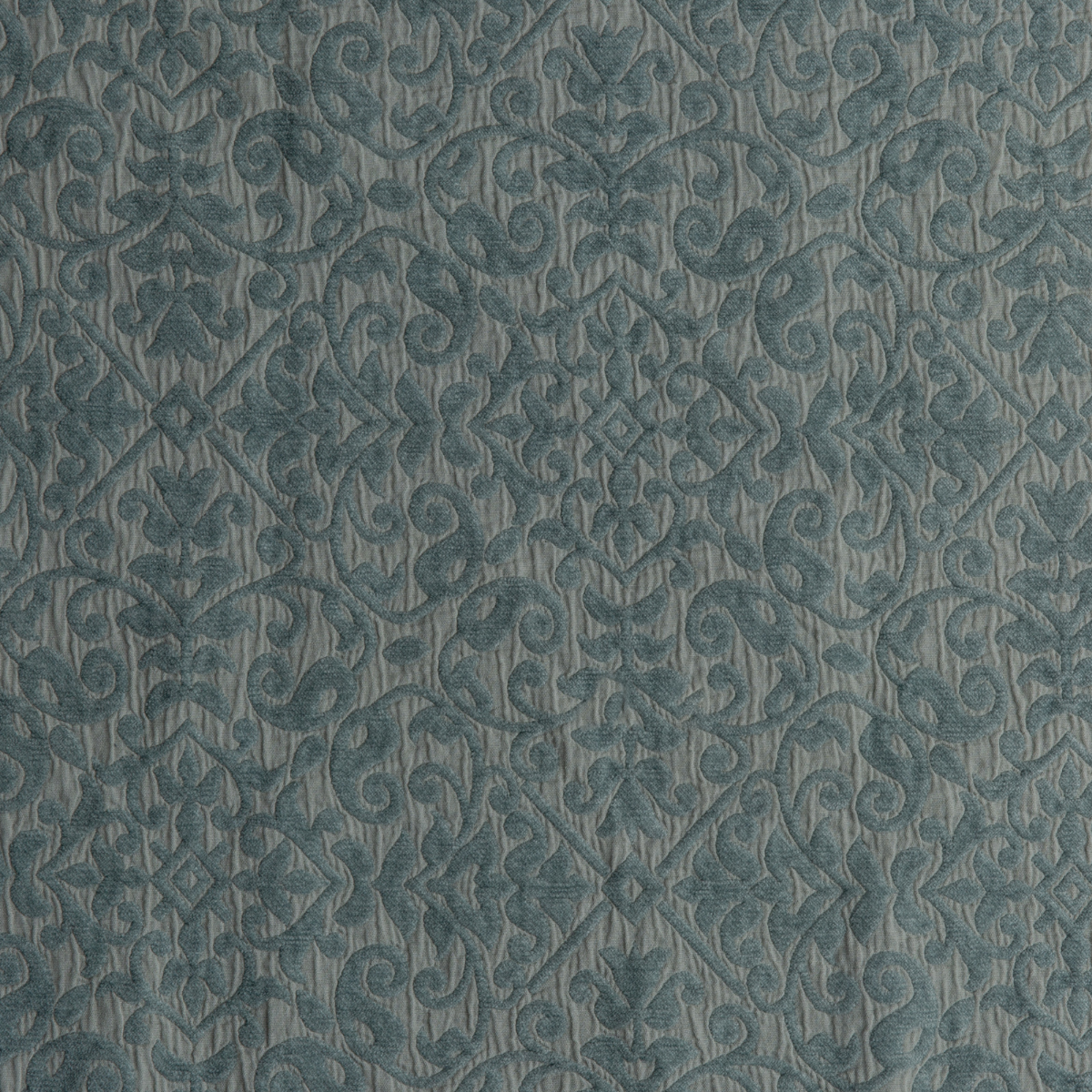 Vienna Twin Coverlet | Eucalyptus | A close up of cotton chenille fabric in eucalyptus, a soft light green.