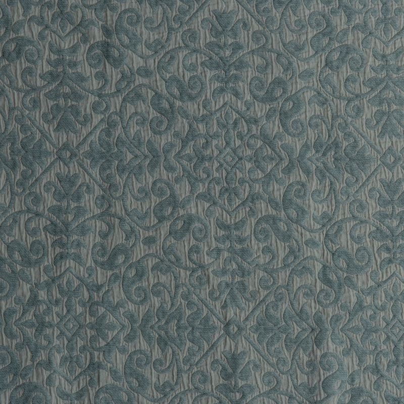 Vienna Swatch Card | Eucalyptus | A close up of cotton chenille fabric in eucalyptus, a soft light green.