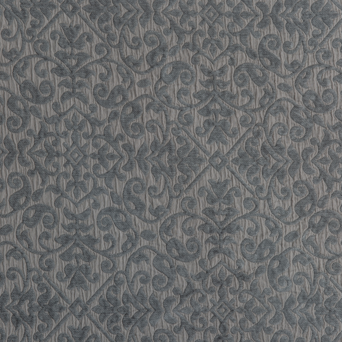 Vienna Swatch Card | Fog | A close up of cotton chenille fabric in fog, a neutral-warm, soft mid-tone grey.
