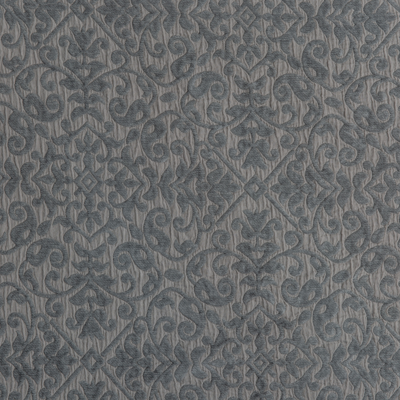 Vienna Swatch Card | Fog | A close up of cotton chenille fabric in fog, a neutral-warm, soft mid-tone grey.