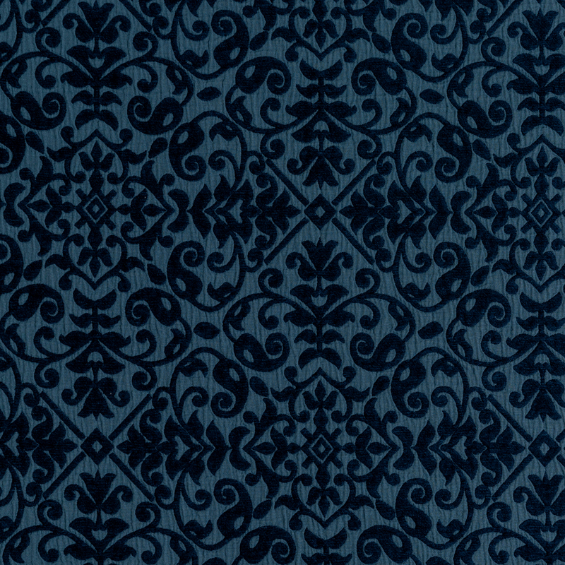 Vienna Twin Coverlet | Midnight | A close up of cotton chenille fabric in midnight, a rich indigo tone.