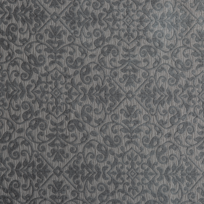 Vienna Sham | Moonlight | A close up of cotton chenille fabric in moonlight, a saturated, cool, mid-dark grey tone.