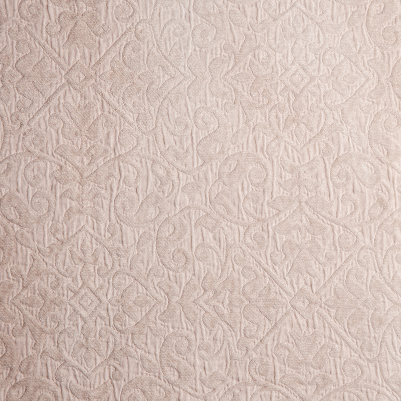 Vienna Blanket | Pearl | A close up of cotton chenille fabric in pearl, a nude-like, soft rose pink tone.