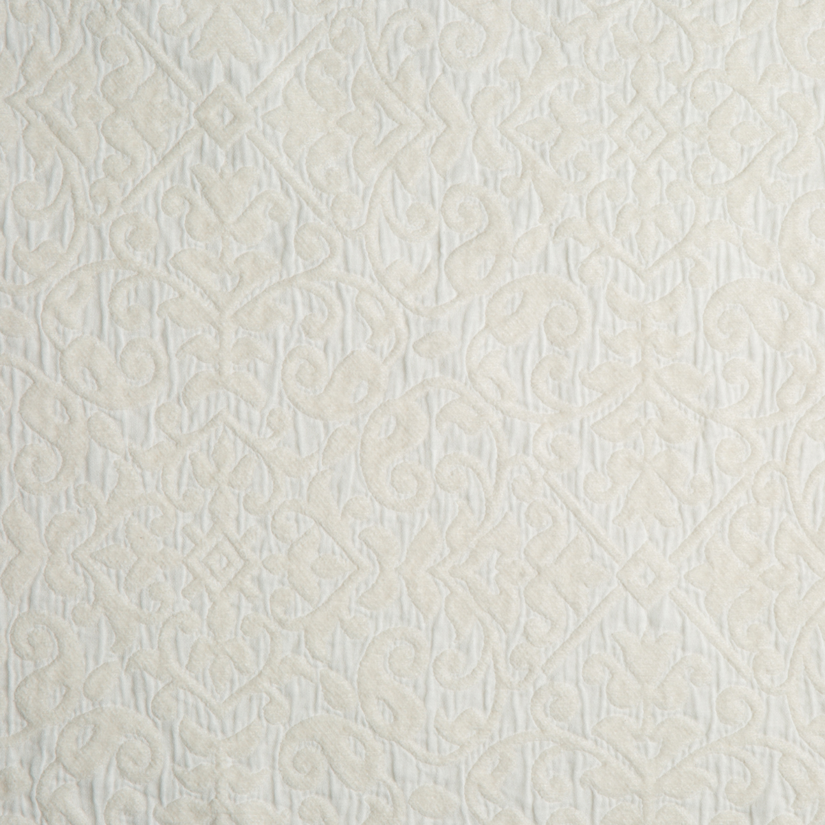 Vienna Swatch Card | Winter White | A close up of cotton chenille fabric in winter white, softer and warmer in tone than classic white.